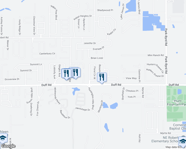 map of restaurants, bars, coffee shops, grocery stores, and more near 7420 Floral Circle East in Lakeland