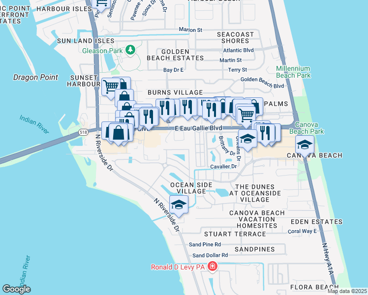 map of restaurants, bars, coffee shops, grocery stores, and more near 3431 Titanic Circle in Melbourne