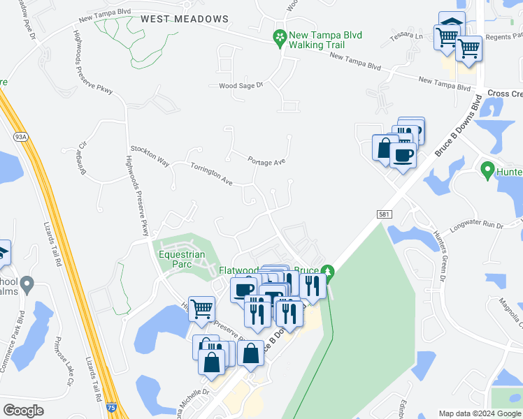 map of restaurants, bars, coffee shops, grocery stores, and more near 8428 Fenwick Avenue in Tampa