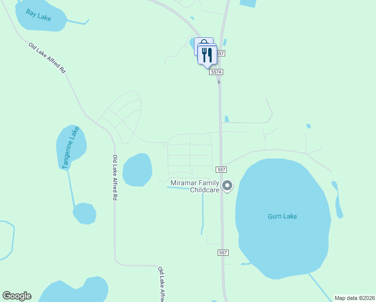 map of restaurants, bars, coffee shops, grocery stores, and more near 2706 State Road 557 in Lake Alfred