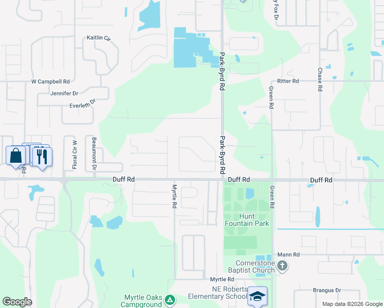 map of restaurants, bars, coffee shops, grocery stores, and more near 2206 Hunters Greene Drive in Lakeland