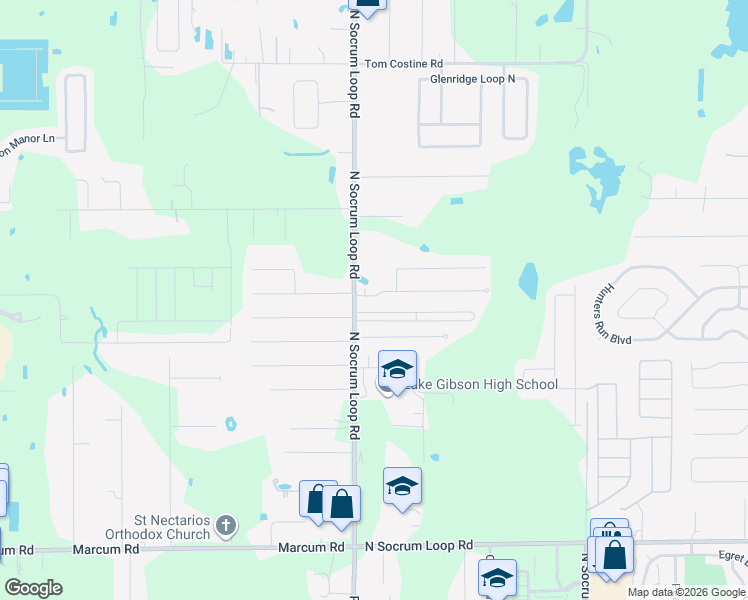 map of restaurants, bars, coffee shops, grocery stores, and more near 119 Martin Drive in Lakeland