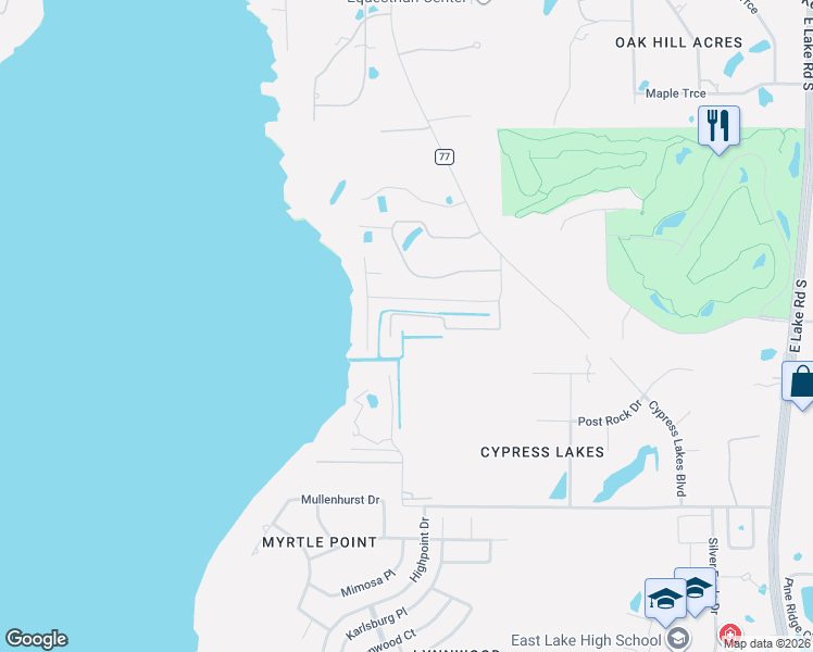 map of restaurants, bars, coffee shops, grocery stores, and more near 2500 Hunt Road in Tarpon Springs