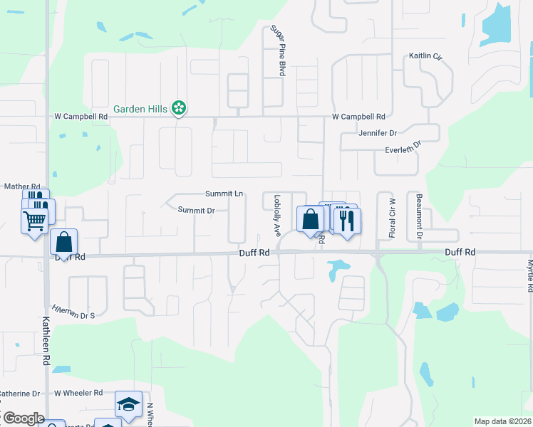map of restaurants, bars, coffee shops, grocery stores, and more near 7411 Loblolly Avenue in Lakeland