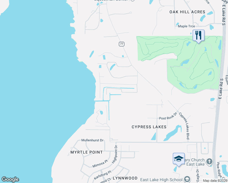map of restaurants, bars, coffee shops, grocery stores, and more near 2500 Hunt Road in Tarpon Springs