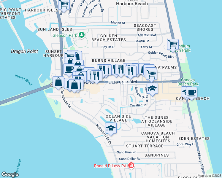 map of restaurants, bars, coffee shops, grocery stores, and more near 3551 Titanic Circle in Melbourne