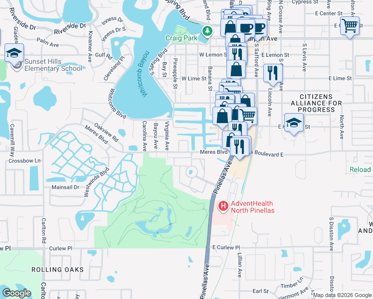 map of restaurants, bars, coffee shops, grocery stores, and more near 844 Callista Cay Loop in Tarpon Springs