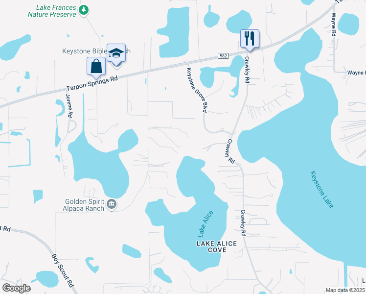 map of restaurants, bars, coffee shops, grocery stores, and more near 18105 Spencer Road in Odessa