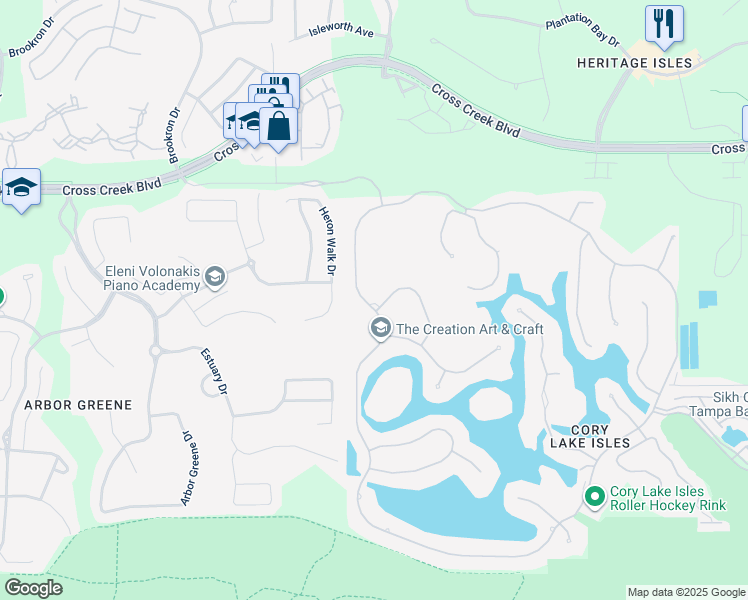 map of restaurants, bars, coffee shops, grocery stores, and more near 17939 Bahama Isle Drive in Tampa