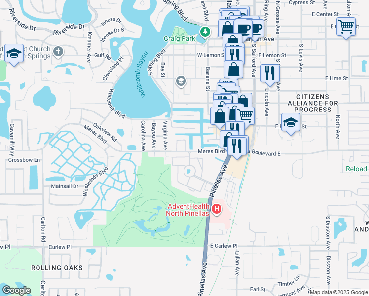 map of restaurants, bars, coffee shops, grocery stores, and more near 844 Callista Cay Loop in Tarpon Springs