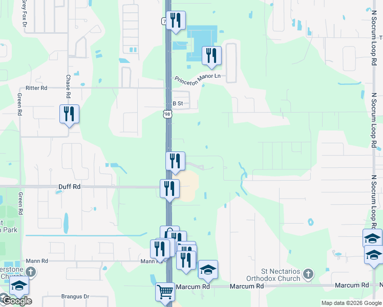 map of restaurants, bars, coffee shops, grocery stores, and more near 7603 U.S. 98 in Lakeland
