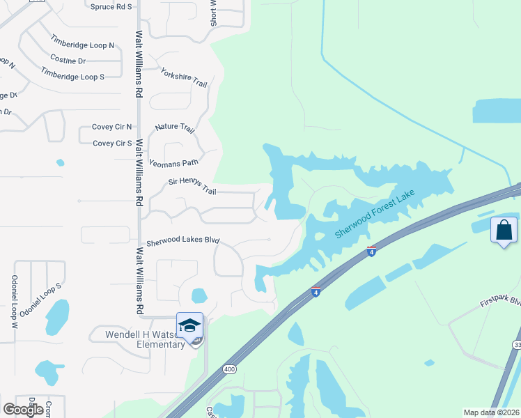 map of restaurants, bars, coffee shops, grocery stores, and more near 1841 Sir Henrys Trail in Lakeland