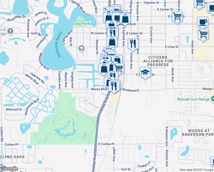 map of restaurants, bars, coffee shops, grocery stores, and more near in Tarpon Springs