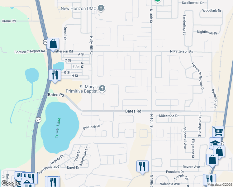 map of restaurants, bars, coffee shops, grocery stores, and more near 328 Villa Sorrento Circle in Haines City