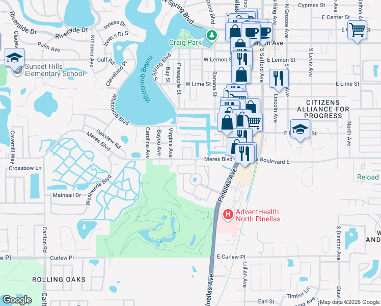 map of restaurants, bars, coffee shops, grocery stores, and more near 844 Callista Cay Loop in Tarpon Springs