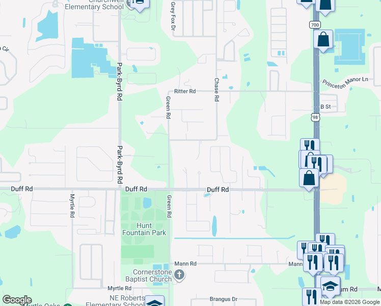 map of restaurants, bars, coffee shops, grocery stores, and more near 7619 Chase Road in Lakeland