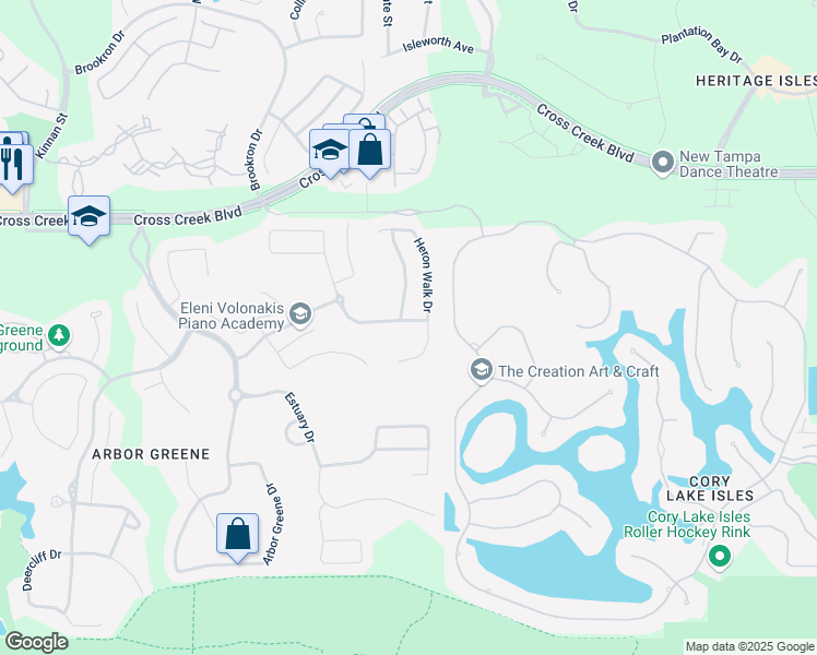 map of restaurants, bars, coffee shops, grocery stores, and more near 10229 Quails Landing Avenue in Tampa
