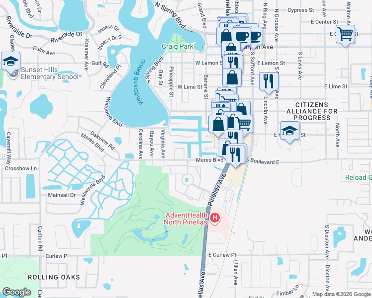 map of restaurants, bars, coffee shops, grocery stores, and more near 844 Callista Cay Loop in Tarpon Springs
