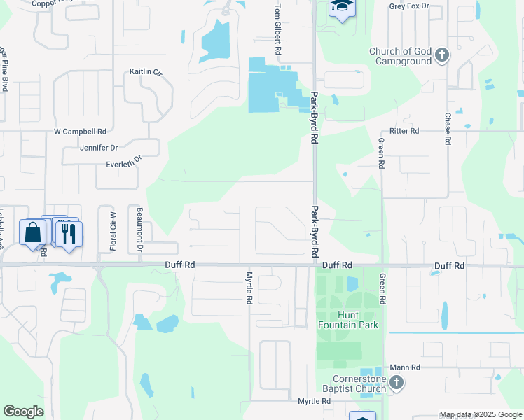 map of restaurants, bars, coffee shops, grocery stores, and more near 7461 Hunters Greene Circle in Lakeland