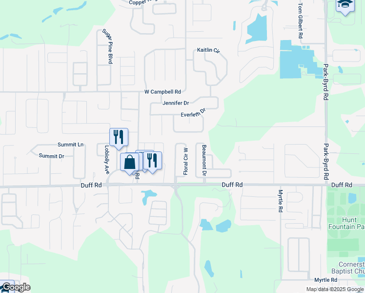 map of restaurants, bars, coffee shops, grocery stores, and more near 7520 Floral Circle East in Lakeland
