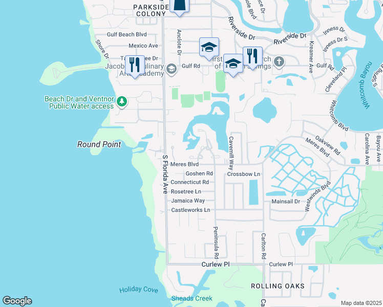 map of restaurants, bars, coffee shops, grocery stores, and more near 766 Arthurs Court in Tarpon Springs