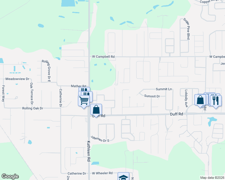 map of restaurants, bars, coffee shops, grocery stores, and more near 7536 Willow Wisp Drive West in Lakeland