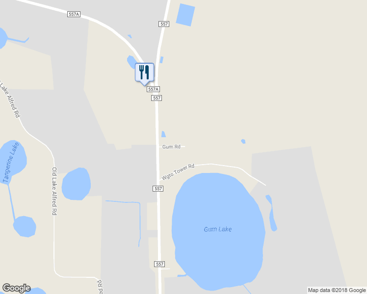 map of restaurants, bars, coffee shops, grocery stores, and more near 245 Gum Road in Lake Alfred