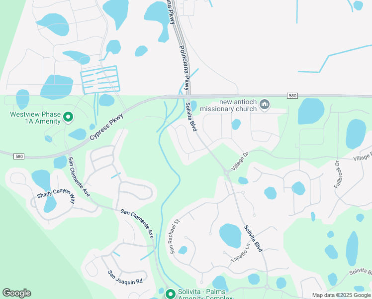 map of restaurants, bars, coffee shops, grocery stores, and more near 272 Vestrella Drive in Poinciana