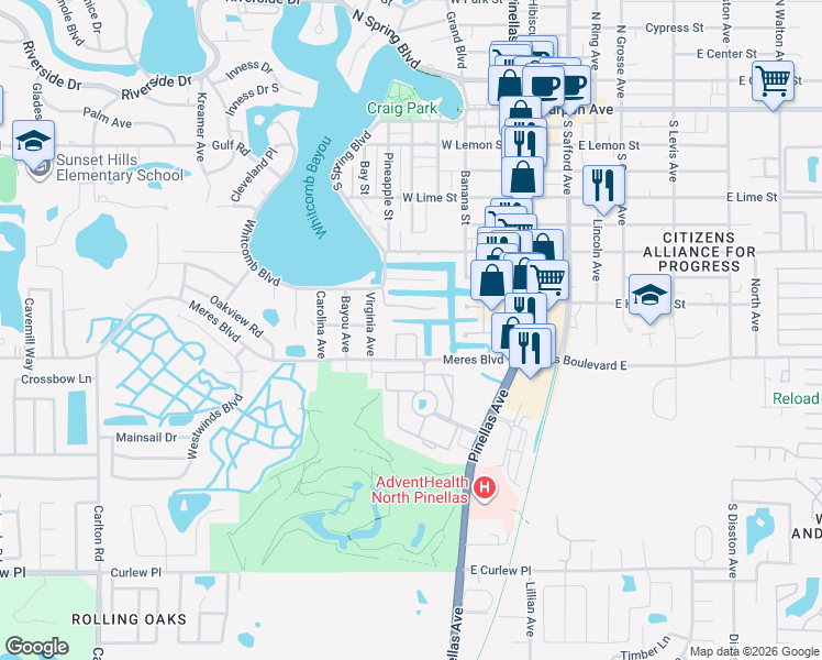 map of restaurants, bars, coffee shops, grocery stores, and more near 836 Callista Cay Loop in Tarpon Springs