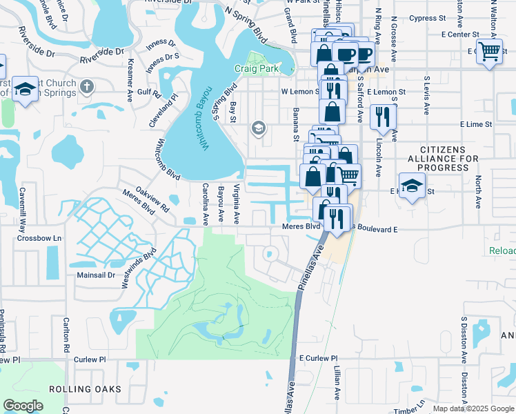 map of restaurants, bars, coffee shops, grocery stores, and more near 844 Callista Cay Loop in Tarpon Springs