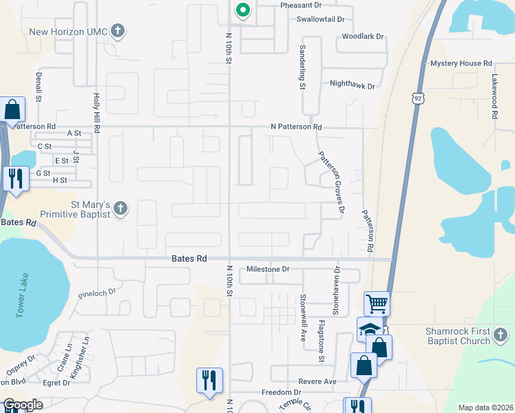 map of restaurants, bars, coffee shops, grocery stores, and more near 435 Eaglecrest Drive in Haines City