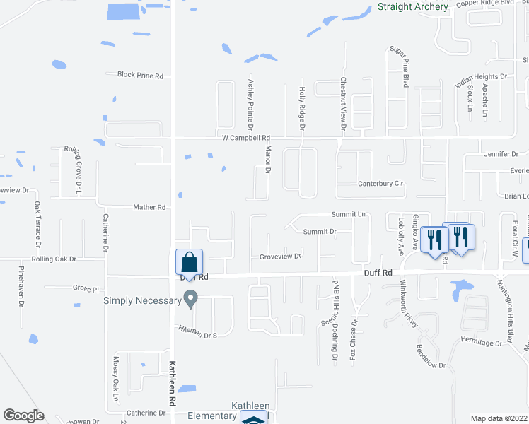 map of restaurants, bars, coffee shops, grocery stores, and more near 7532 Highland Grove Drive in Lakeland