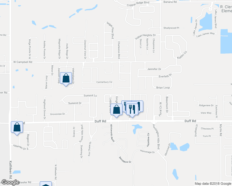map of restaurants, bars, coffee shops, grocery stores, and more near 7469 Jessamine Drive in Lakeland