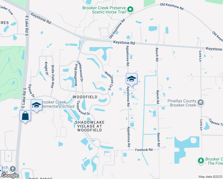 map of restaurants, bars, coffee shops, grocery stores, and more near 584 Waterford Circle East in Tarpon Springs