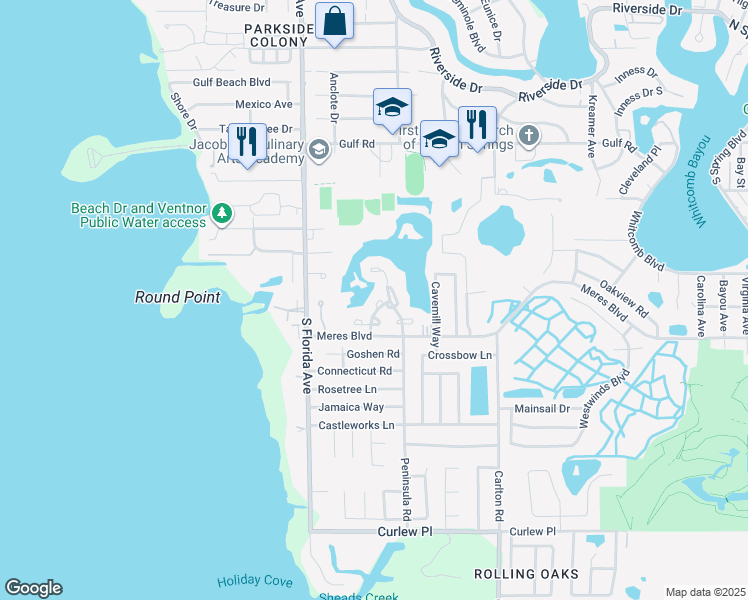 map of restaurants, bars, coffee shops, grocery stores, and more near 766 Arthurs Court in Tarpon Springs