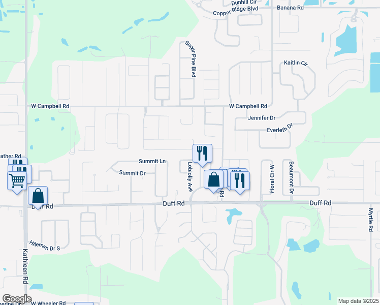 map of restaurants, bars, coffee shops, grocery stores, and more near 7691 Canterbury Circle in Lakeland