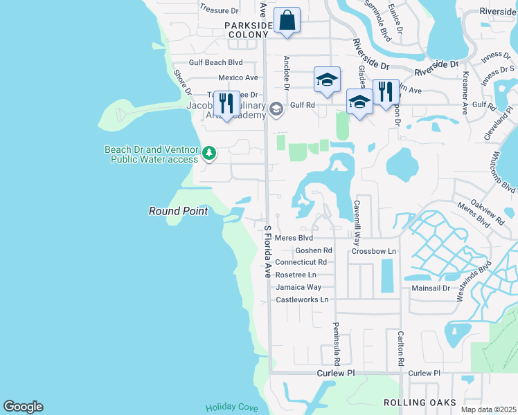map of restaurants, bars, coffee shops, grocery stores, and more near 502 South Florida Avenue in Tarpon Springs