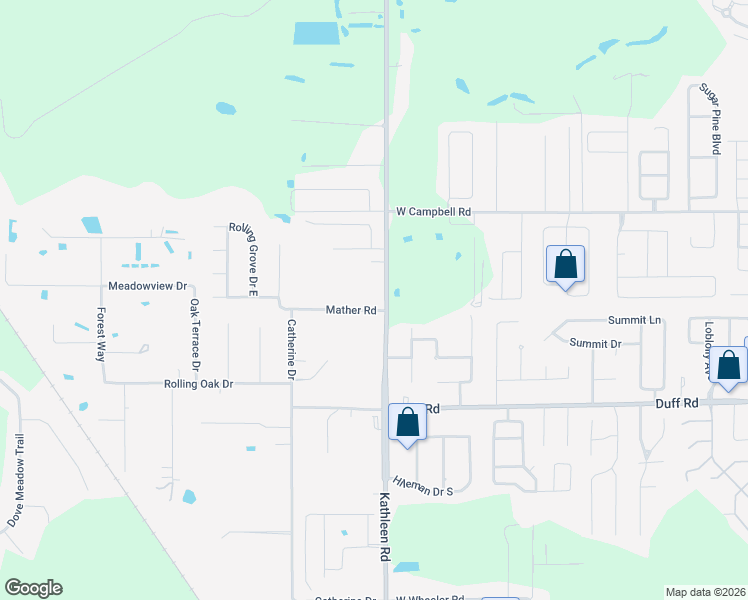 map of restaurants, bars, coffee shops, grocery stores, and more near 3825 Mather Road in Lakeland