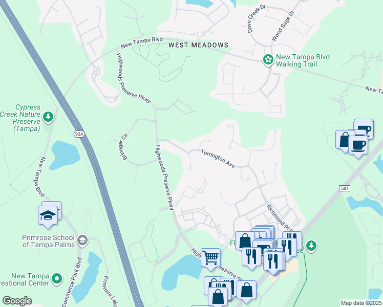 map of restaurants, bars, coffee shops, grocery stores, and more near 8222 Stockton Way in Tampa