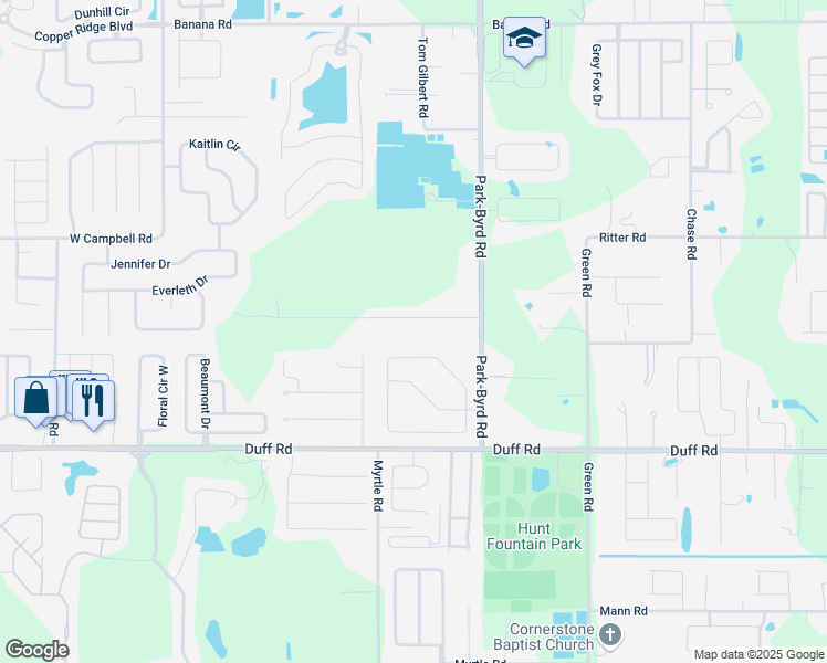 map of restaurants, bars, coffee shops, grocery stores, and more near 2232 Mini Ranch Road in Lakeland