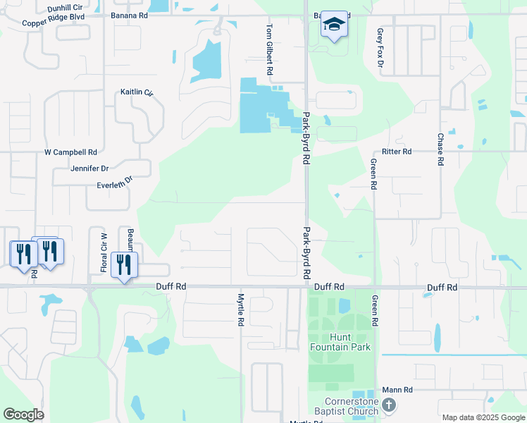 map of restaurants, bars, coffee shops, grocery stores, and more near 2232 Mini Ranch Road in Lakeland