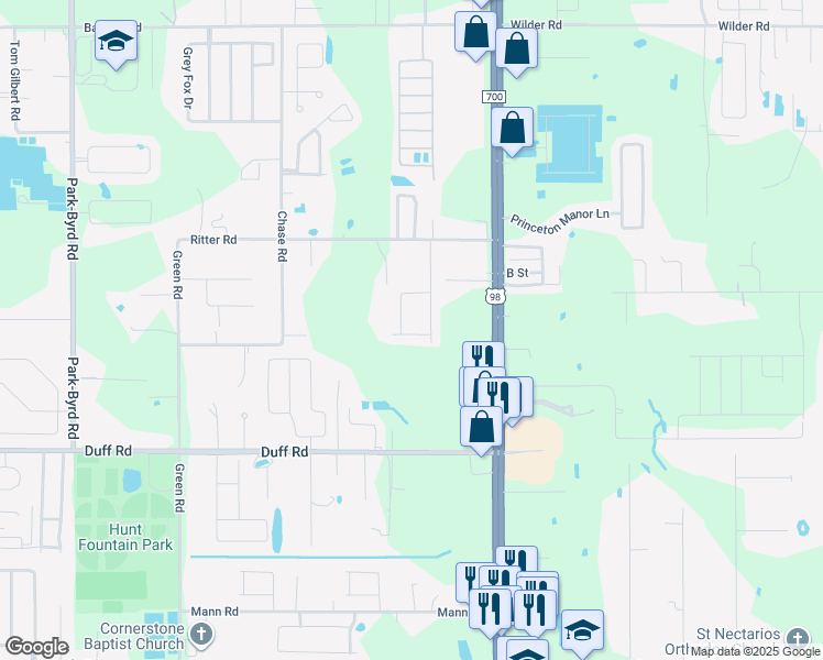 map of restaurants, bars, coffee shops, grocery stores, and more near 1539 Country Chase Street in Lakeland