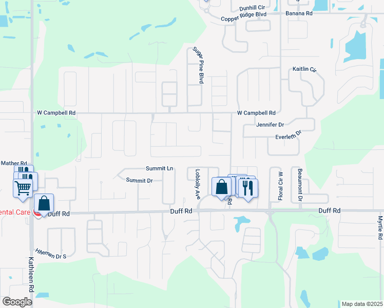 map of restaurants, bars, coffee shops, grocery stores, and more near 7737 Canterbury Circle in Lakeland