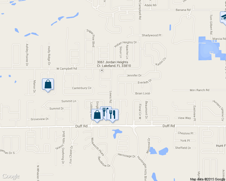 map of restaurants, bars, coffee shops, grocery stores, and more near 7631 Lewis Road in Lakeland