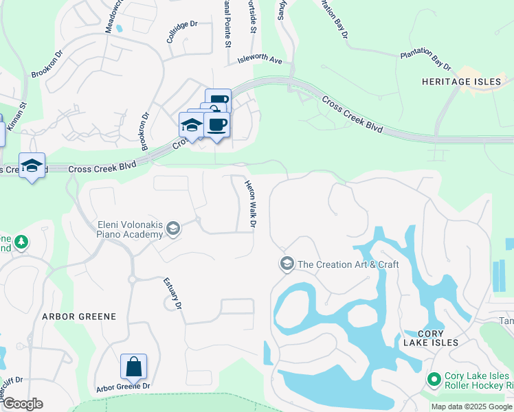 map of restaurants, bars, coffee shops, grocery stores, and more near 18139 Heron Walk Drive in Tampa