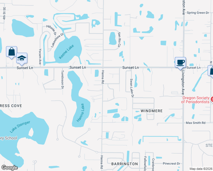 map of restaurants, bars, coffee shops, grocery stores, and more near 18320 Dolly Brook Lane in Lutz
