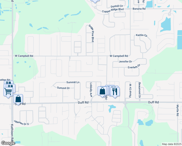 map of restaurants, bars, coffee shops, grocery stores, and more near 7691 Canterbury Circle in Lakeland