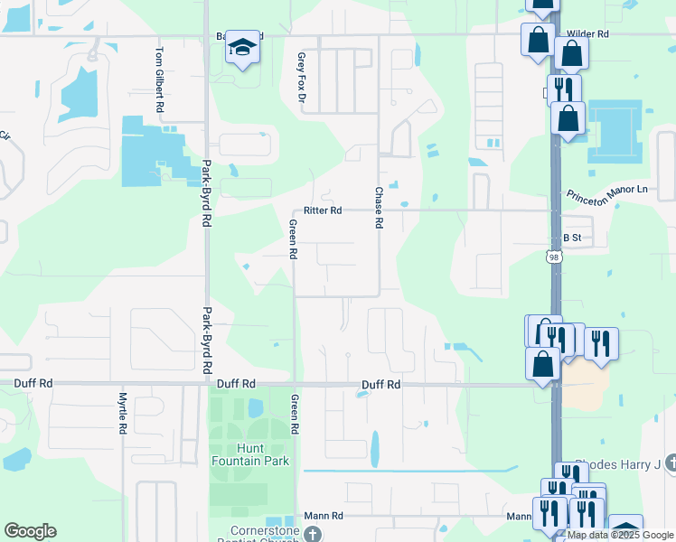 map of restaurants, bars, coffee shops, grocery stores, and more near 1744 Quail Run in Lakeland
