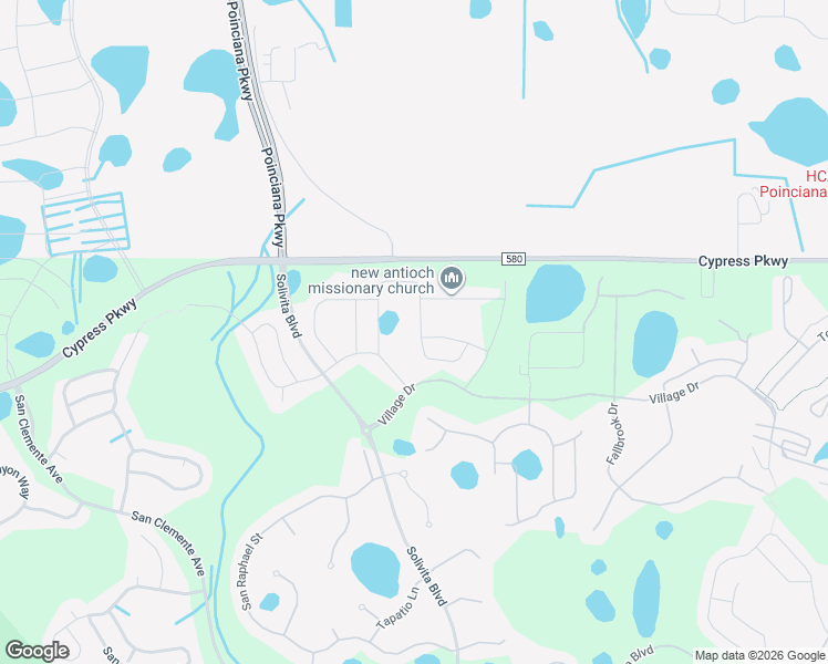 map of restaurants, bars, coffee shops, grocery stores, and more near 348 Bella Cortina Drive in Kissimmee