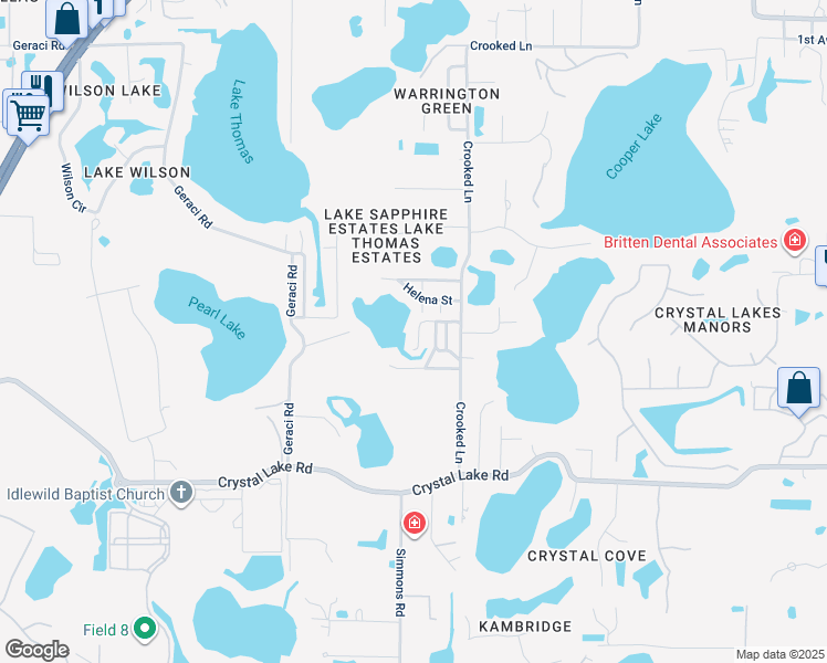 map of restaurants, bars, coffee shops, grocery stores, and more near 100 Main Street in Lutz